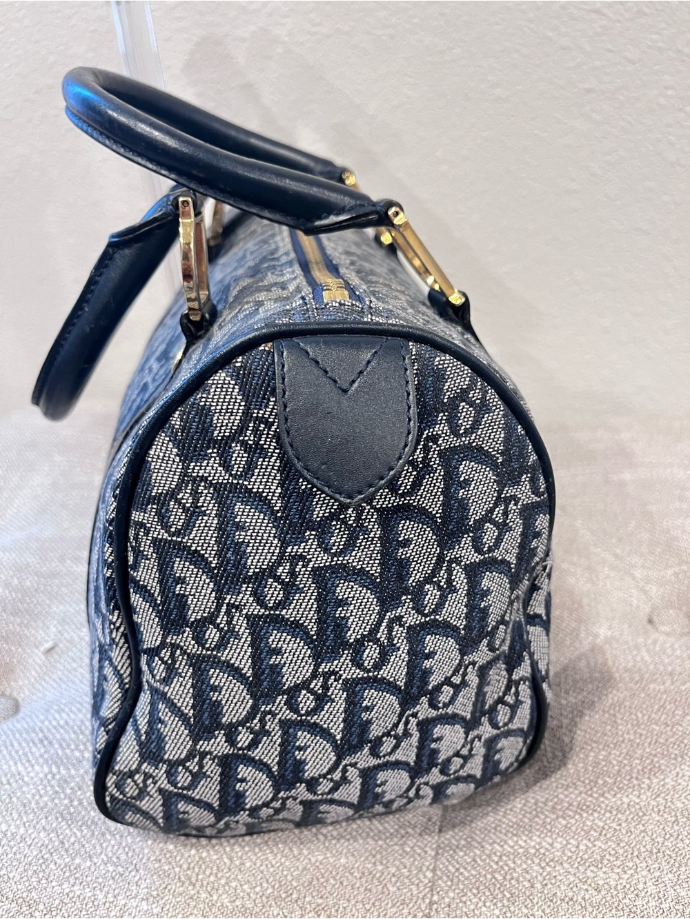CHRISTIAN DIOR VINTAGE NAVY BLUE TROTTER CANVAS & MATCHING WALLET - Picture 7 of 16